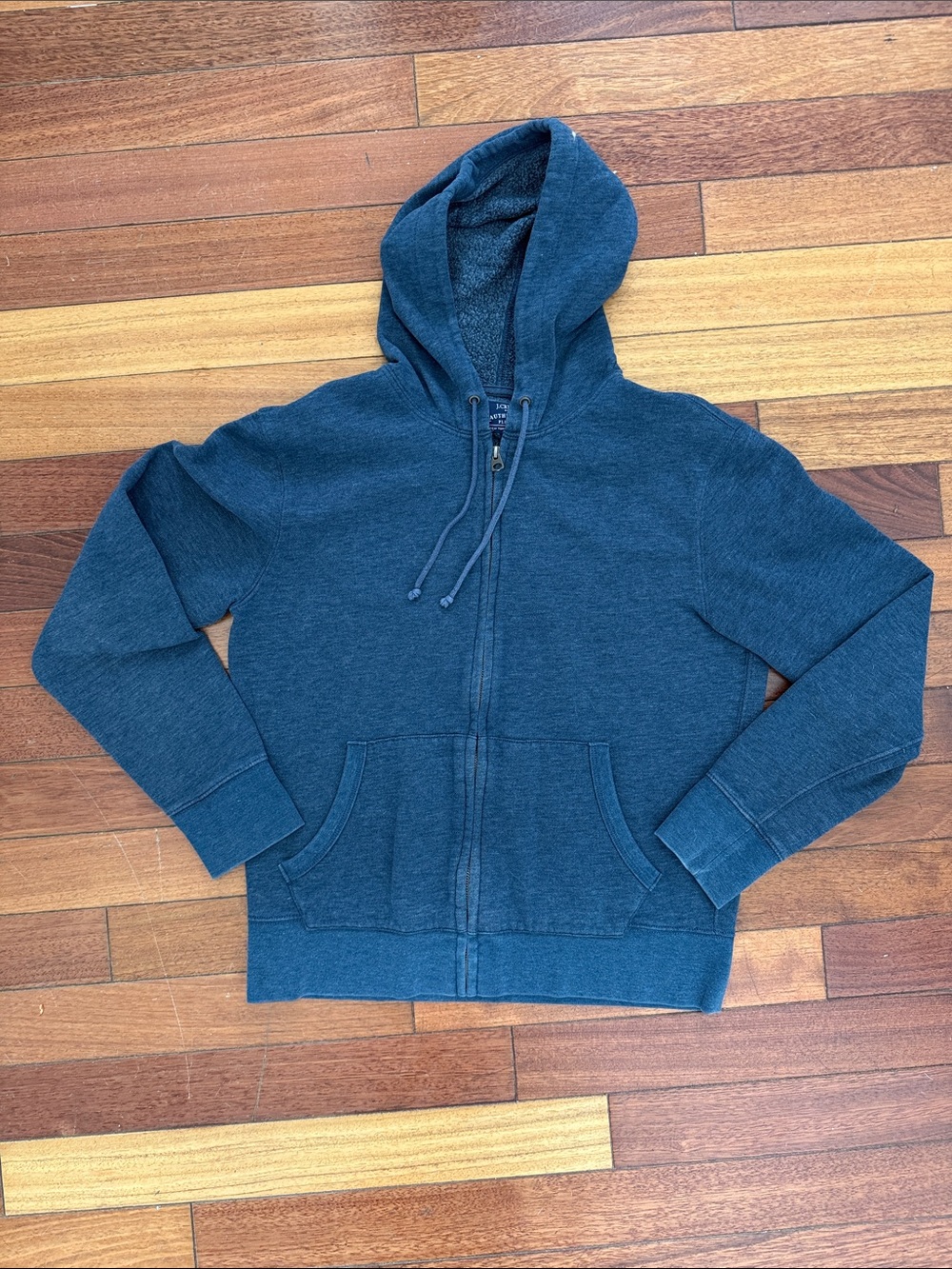J. Crew Factory Men's Zip-Up Hoodie in Navy Blue Medium